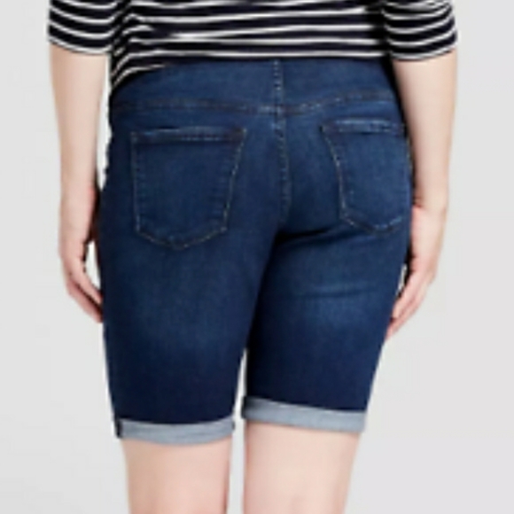 Size 12 NWT Maternity Bermuda Shorts Dark Blue Denim Crossover Panel - Picture 8 of 8